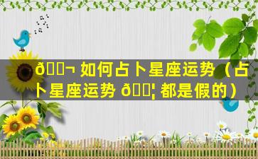 🐬 如何占卜星座运势（占卜星座运势 🐦 都是假的）